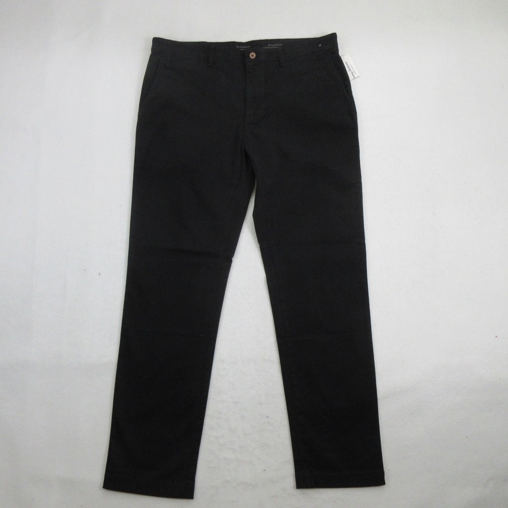 Tommy Bahama Men Pants 35x32 Boracay Island Flat Front Chino Black Stretch New